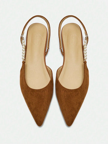 Faux Pearl Decor Fashion Party Pointed Toe High Heel Pumps,