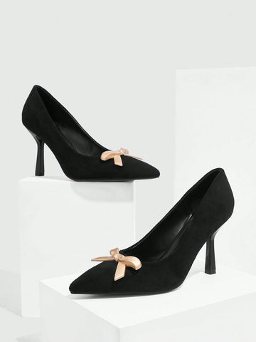Ladies Bow Decor Fashion High Heels