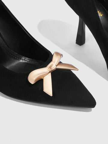 Ladies Bow Decor Fashion High Heels