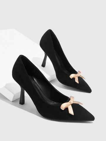 Ladies Bow Decor Fashion High Heels