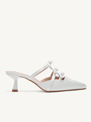 Pointed Toe, Low Heel, Bow Knot Design Women High Heels, Fashionable, Comfortable