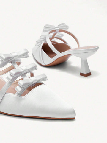 Pointed Toe, Low Heel, Bow Knot Design Women High Heels, Fashionable, Comfortable