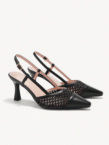 Pointed Toe Sheer Mesh High Heels Sexy Women Pumps