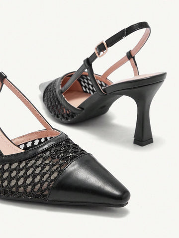 Pointed Toe Sheer Mesh High Heels Sexy Women Pumps