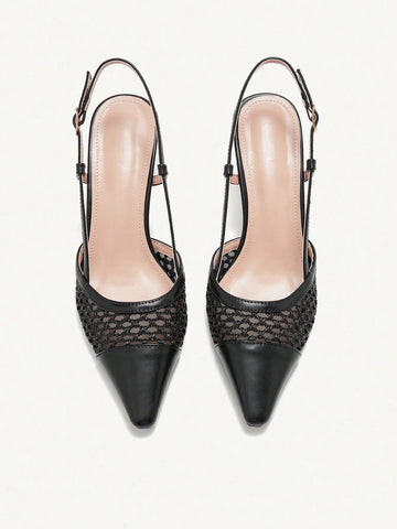 Pointed Toe Sheer Mesh High Heels Sexy Women Pumps