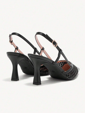 Pointed Toe Sheer Mesh High Heels Sexy Women Pumps