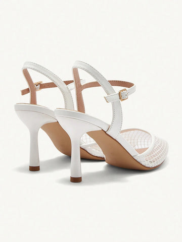 White Mesh Pointed Toe Sexy High Heel Elegant Women Pump