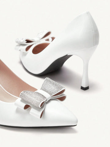 Women's Pointed Toe Bowknot High Heel Party Dress Shoes Fall
