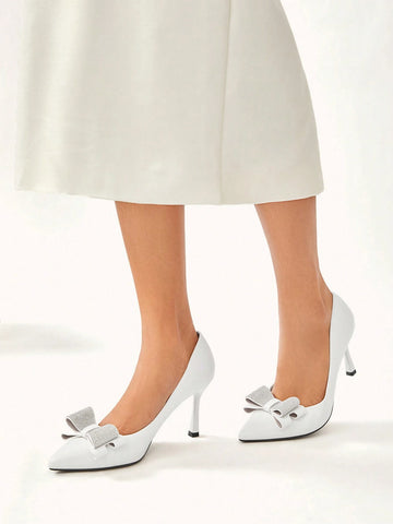 Women's Pointed Toe Bowknot High Heel Party Dress Shoes Fall