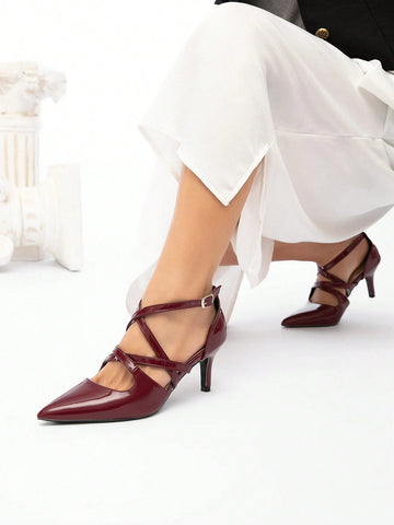 Women's Pointed Toe Strappy Criss-Cross Hollow-Out Stiletto High Heel Shoes, Sexy