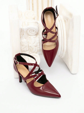 Women's Pointed Toe Strappy Criss-Cross Hollow-Out Stiletto High Heel Shoes, Sexy