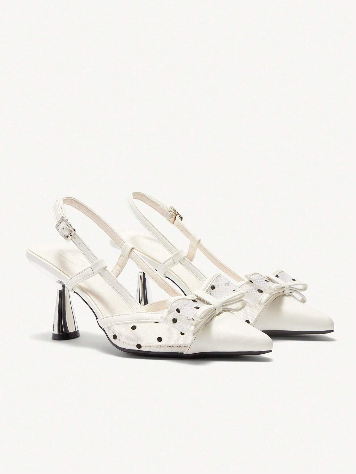 Women's Pointy Toe High Heel Polka Dot Bow Tie Pumps