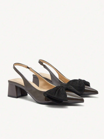 Women's Pointy Toe High Heel Pumps With Bow Decor, Elegant & Comfortable Slip-On Mule