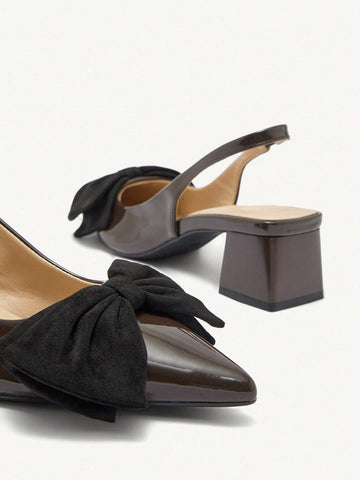 Women's Pointy Toe High Heel Pumps With Bow Decor, Elegant & Comfortable Slip-On Mule