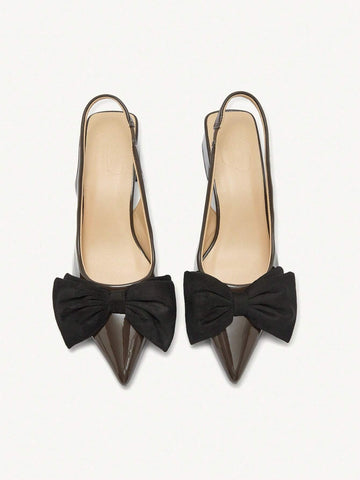 Women's Pointy Toe High Heel Pumps With Bow Decor, Elegant & Comfortable Slip-On Mule