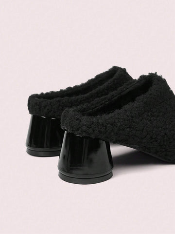 Plus Size Red Furry Comfortable Casual Slip-On Slippers For Women,