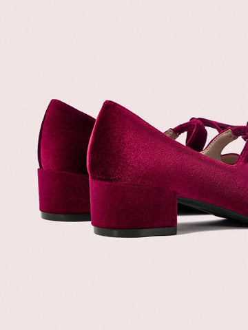 Women's Bow Decor Plain Color High Heels, Sweet School Style