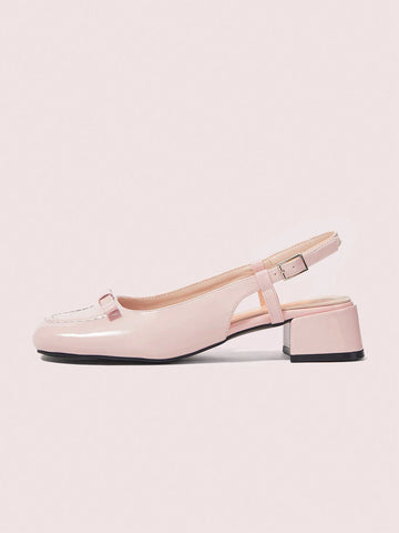 Women's Fashion Low Vamp Thick Strap Bowknot Closed Toe High Heel Sandals Spring