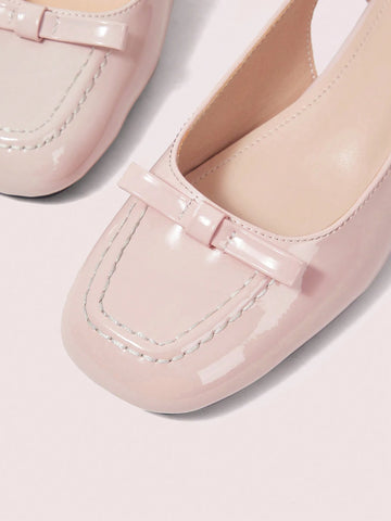 Women's Fashion Low Vamp Thick Strap Bowknot Closed Toe High Heel Sandals Spring