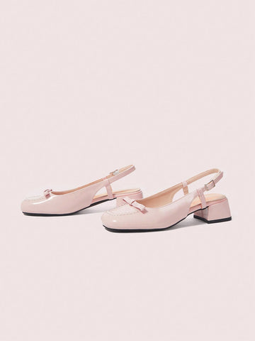 Women's Fashion Low Vamp Thick Strap Bowknot Closed Toe High Heel Sandals Spring