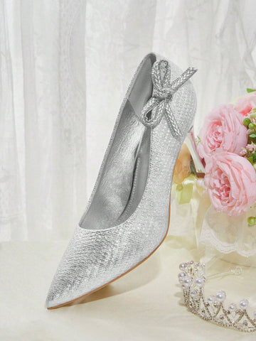 Fashionable And Elegant Bow-Decor High Heel Pumps For Christmas