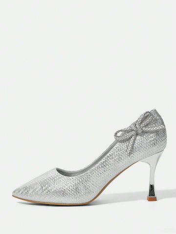 Fashionable And Elegant Bow-Decor High Heel Pumps For Christmas