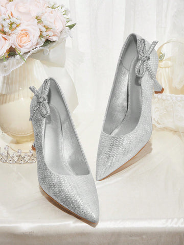 Fashionable And Elegant Bow-Decor High Heel Pumps For Christmas
