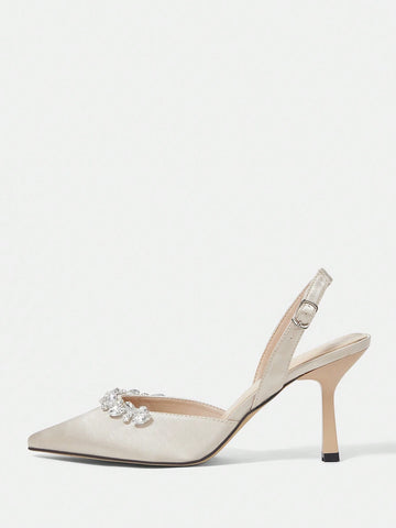 Ladies' Apricot, Nude, And Ivory Colored Elegant High Heels For Dressy Occasions.