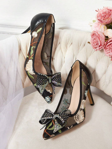 Sexy Pointed Toe Women High Heels Mesh Shoes, Elegant Comfortable & Versatile Fashion Pumps Fall