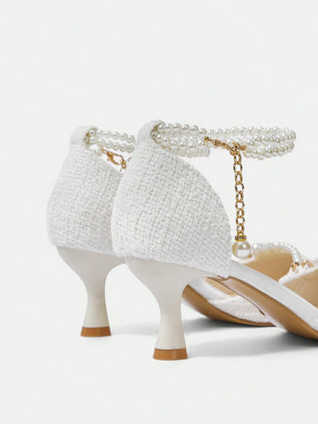 Women Vintage Embroidery Pointed Toe Slip-On Pumps