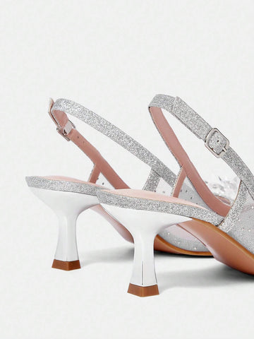 Women's Fashion Elegant Rhinestone Embellished 3D Flower Decor High Heel Pumps