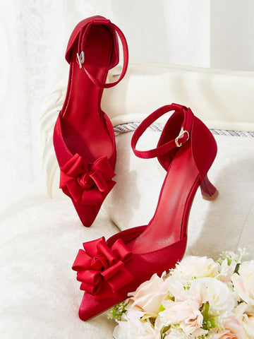 Women's Vintage Embroidered Pointy Toe High Heel Slingback Shoes