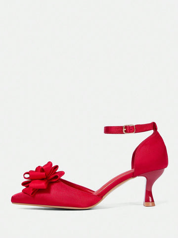 Women's Vintage Embroidered Pointy Toe High Heel Slingback Shoes