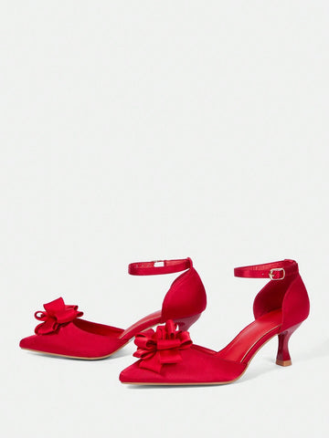 Women's Vintage Embroidered Pointy Toe High Heel Slingback Shoes