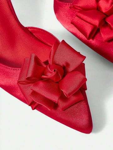 Women's Vintage Embroidered Pointy Toe High Heel Slingback Shoes