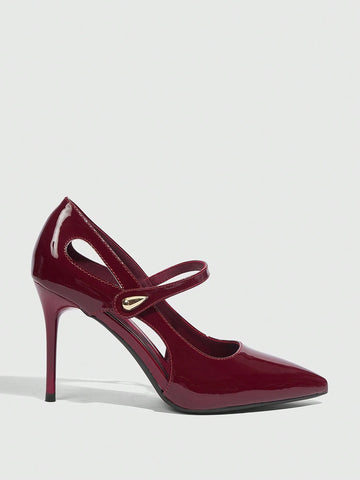CUCCOO SZL Burgundy High-Heel Pointed Toe Women Dress Shoes For Commuting,