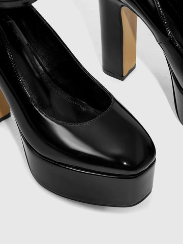 CUCCOO SZL Platform Chunky Heeled Ankle Strap Pumps For Summer Graduation Heels Prom Heels
