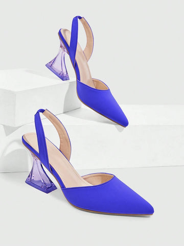 Women's Pointed Toe Hollowed-Out Crystal High Heel Pumps