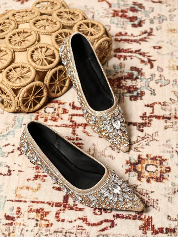 Women Fashionable Rhinestone Dress Shoes For Party, Wedding And Daily Commute, New Style
