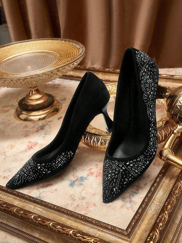 Women's Casual Rhinestone Decorated Simple High Heel Pumps