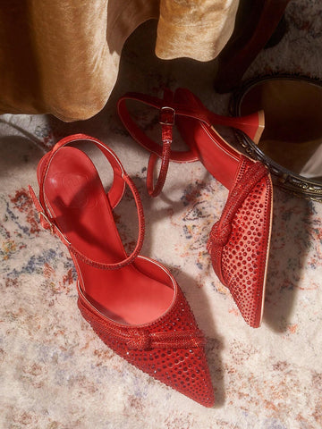 Women's Fashion Party Crystal Heel Slip-On Shoes