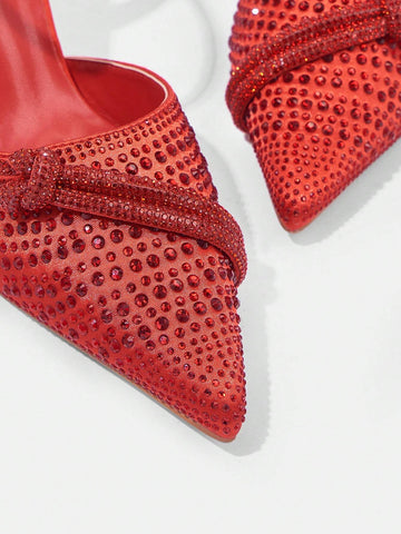 Women's Fashion Party Crystal Heel Slip-On Shoes