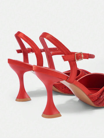 Women's Fashion Party Crystal Heel Slip-On Shoes