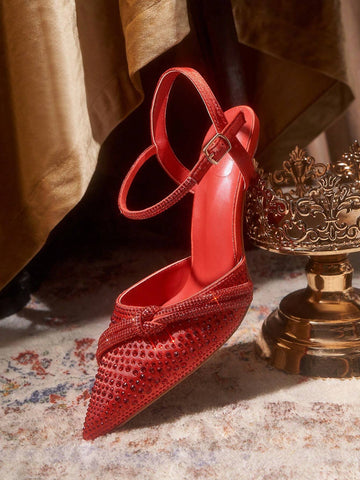 Women's Fashion Party Crystal Heel Slip-On Shoes