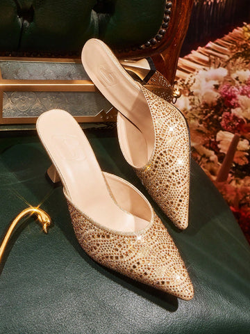 Women's Fashion Party Rhinestone Decor High Heel Pumps