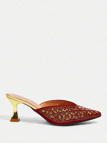 Women's Pointed Toe High Heel Shoes With Decorations, Casual Everyday Wear Valentine Day