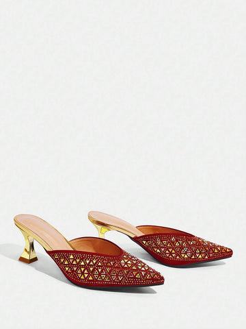 Women's Pointed Toe High Heel Shoes With Decorations, Casual Everyday Wear Valentine Day