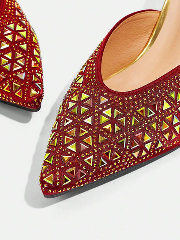 Women's Pointed Toe High Heel Shoes With Decorations, Casual Everyday Wear Valentine Day