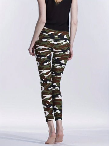 Camouflage White/Brown Printed Long Leggings