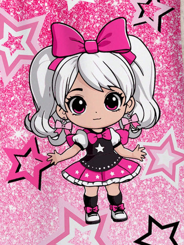 Casual And Simple Cartoon Girl, Star, Ombre Glitter Patterned Midi Length Cami Dress For Cute Girls, Cool Girls And Young Girls, Suitable For Summer, Party Outfit